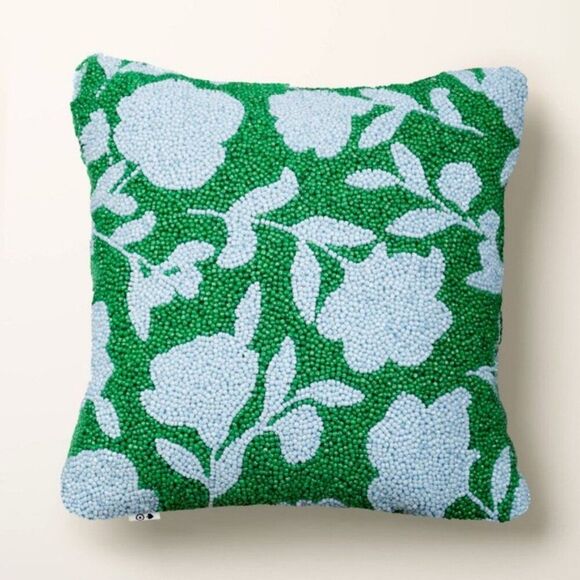 Pair of Two Blue/Green Kate Spade Beaded Pillows - Picture 2 of 6